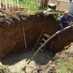 Pumping concrete for balance tank